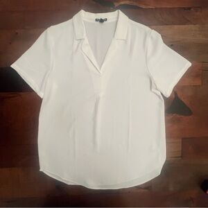 Hilary Radley White Short-Sleeve V-Neck Polo Blouse